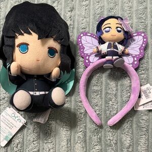 Charming Plush Doll and Headband Set with Black and Purple Accents